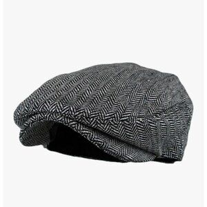 Men's Newsboy Ivy Hat Wool Blend Tweed Large/X-Large Grey Classic Herringbone
